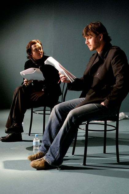 Production still for "Construction of the Human Heart". L-R: Fiona MacLeod, Todd MacDonald. Photographer: Unknown