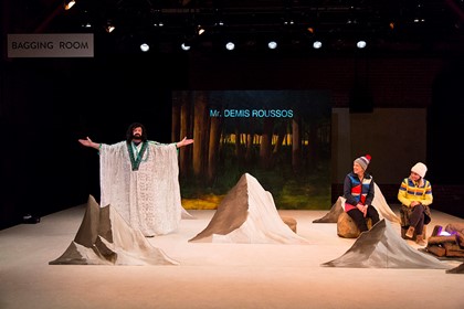 Production still for "Come Away with Me to the End of the World". L-R: Patrick Moffatt, Heather Bolton, Beth Buchanan. Photographer: Pia Johnson
