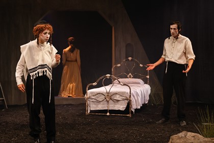  Production still for the 2024 Season of 'Yentl'. In photo: Amy Hack, Nicholas Jaquinot, Genevieve Kingsford. Photographer: Jeff Busby.