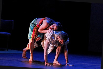 Production still for "Briwyant". Melinda Tyquin (top), Raghav Handa. Photographer: Jeff Busby