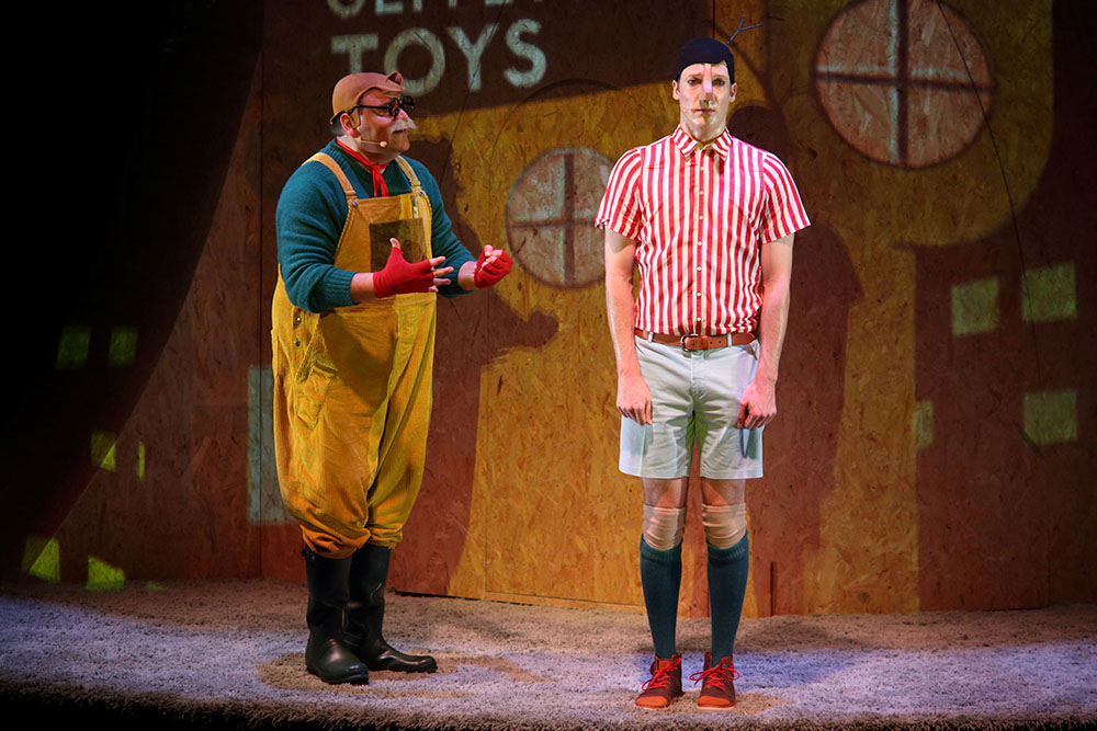 Production still for previous Adelaide season of "Pinocchio". L-R: Alirio Zavarce as Gepetto, Nathan O'Keefe as Pinocchio. Photographer: Brett Boardman