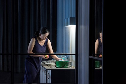Production still for "The Testament of Mary". Pamela Rabe as Mary. Photographer: Pia Johnson