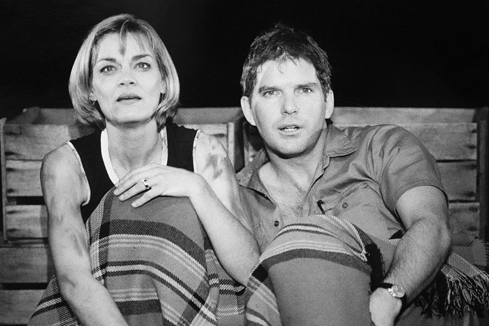 Production still for "Sweet Road". L-R: Victoria Eagger as Jo, Dominique Sweeney as Michael. Photographer: Jeff Busby