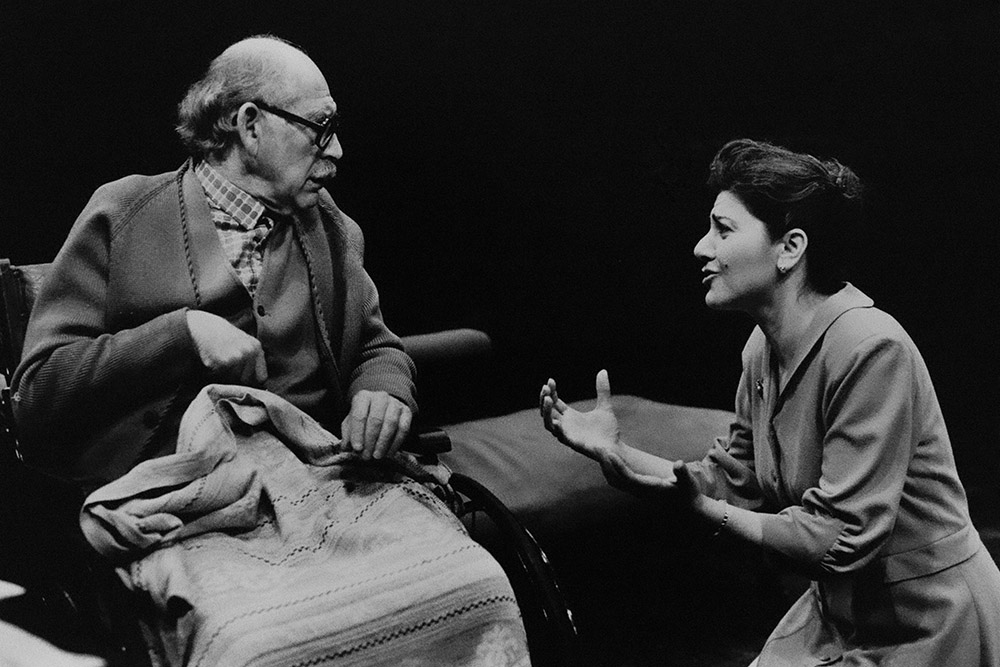 Production still for "Heroic Measures". Ron Haddrick as Alexandr Shurmansky, Mary Sitarenos as Sofia Shurmansky. Photographer: Jeff Busby
