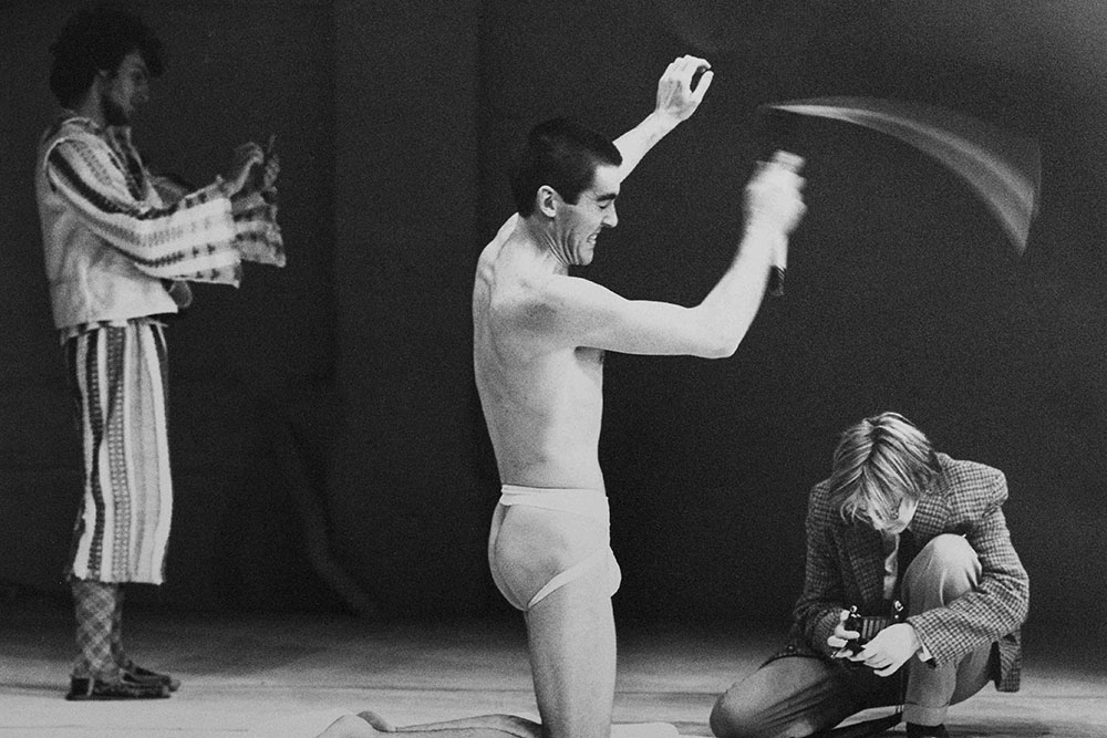 Production still for "A Whip Round for Percy Grainger". L-R: Alan Knoepfler, Tony Mack, Margaret Cameron. Photographer: Unknown