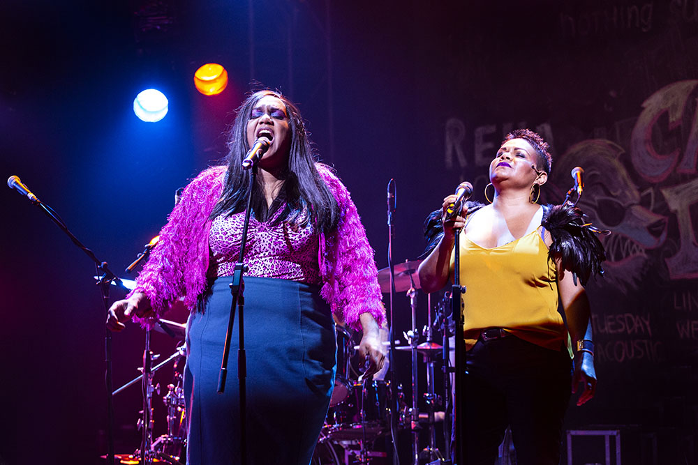 Production still for "Barbara and the Camp Dogs". L-R: Elaine Crombie, Ursula Yovich. Photographer: Pia Johnson