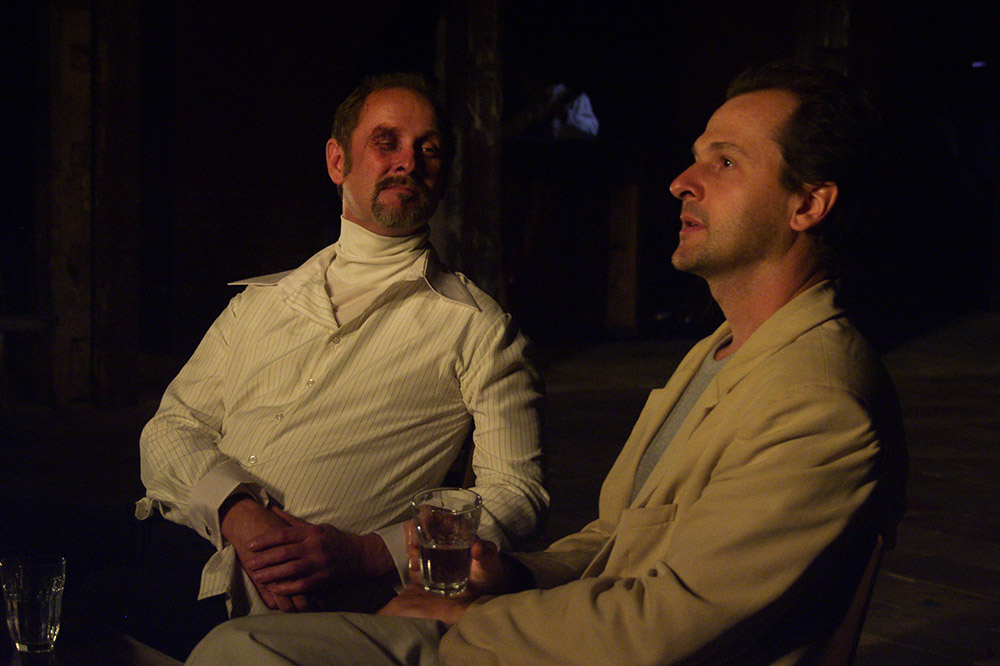 Production still for "Night Letters". L-R: Paul Blackwell as the Professor, Humphrey Bower as Robert. Photographer: Unknown