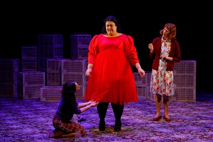 Production still for the 2022 Season of 'Looking For Alibrandi'. L-R: Lucia Mastrantone, Chanella Macri, Jennifer Vuletic. Photographers: Jeff Busby & Tamarah Scott